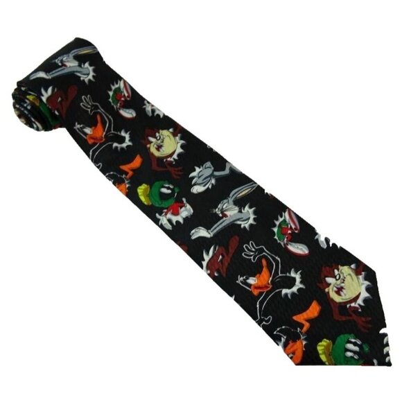 Looney Tunes Tie Mens Necktie Novelty Whimsical Retro Pop Culture 1990s Cartoon - Picture 2 of 3
